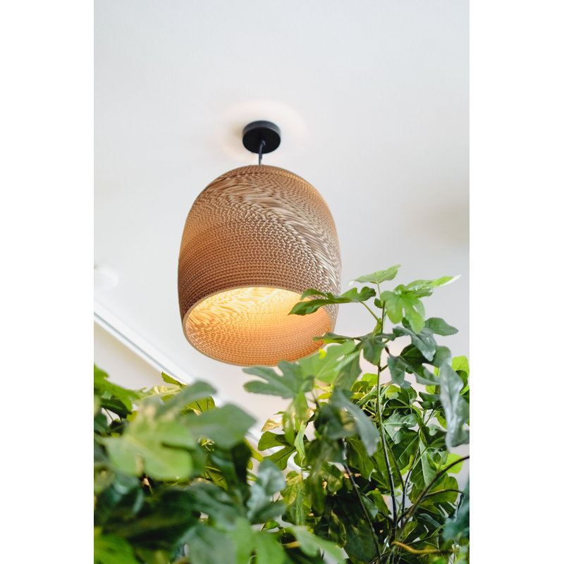 Scraplight Recycled Cardboard Pendant Light - Bell, 11" H x 10.5" W x 10.5" D, Brown