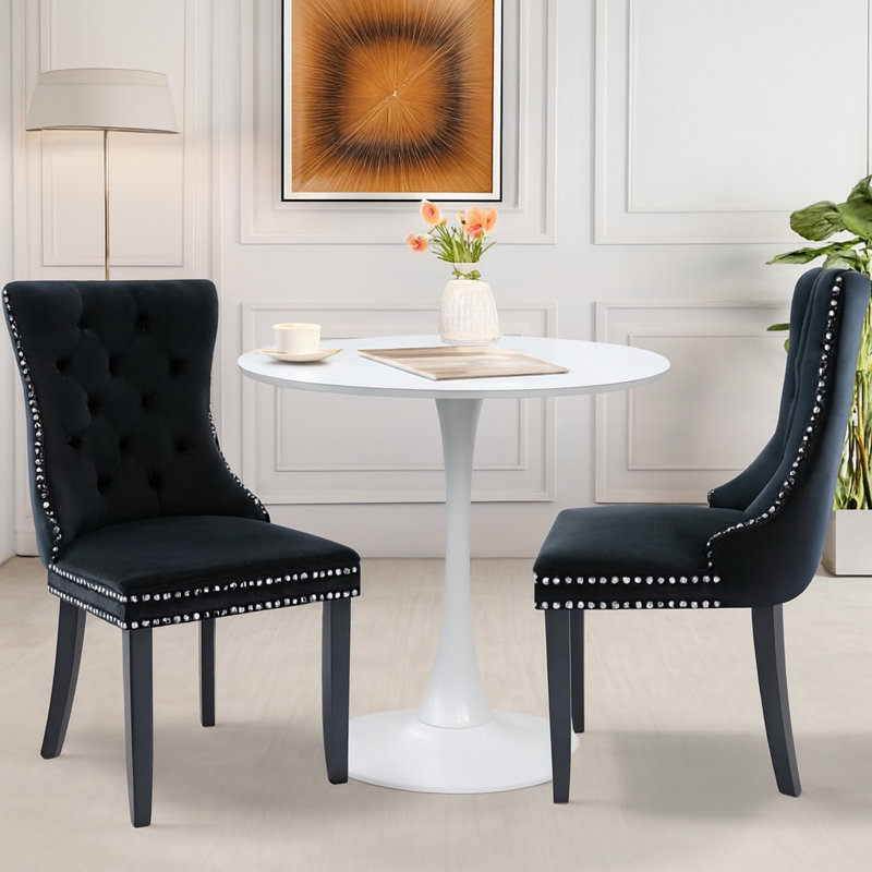 Ensemble de table de salle à manger Aya-Rose, Blanc, Noir, noir, noir, noir