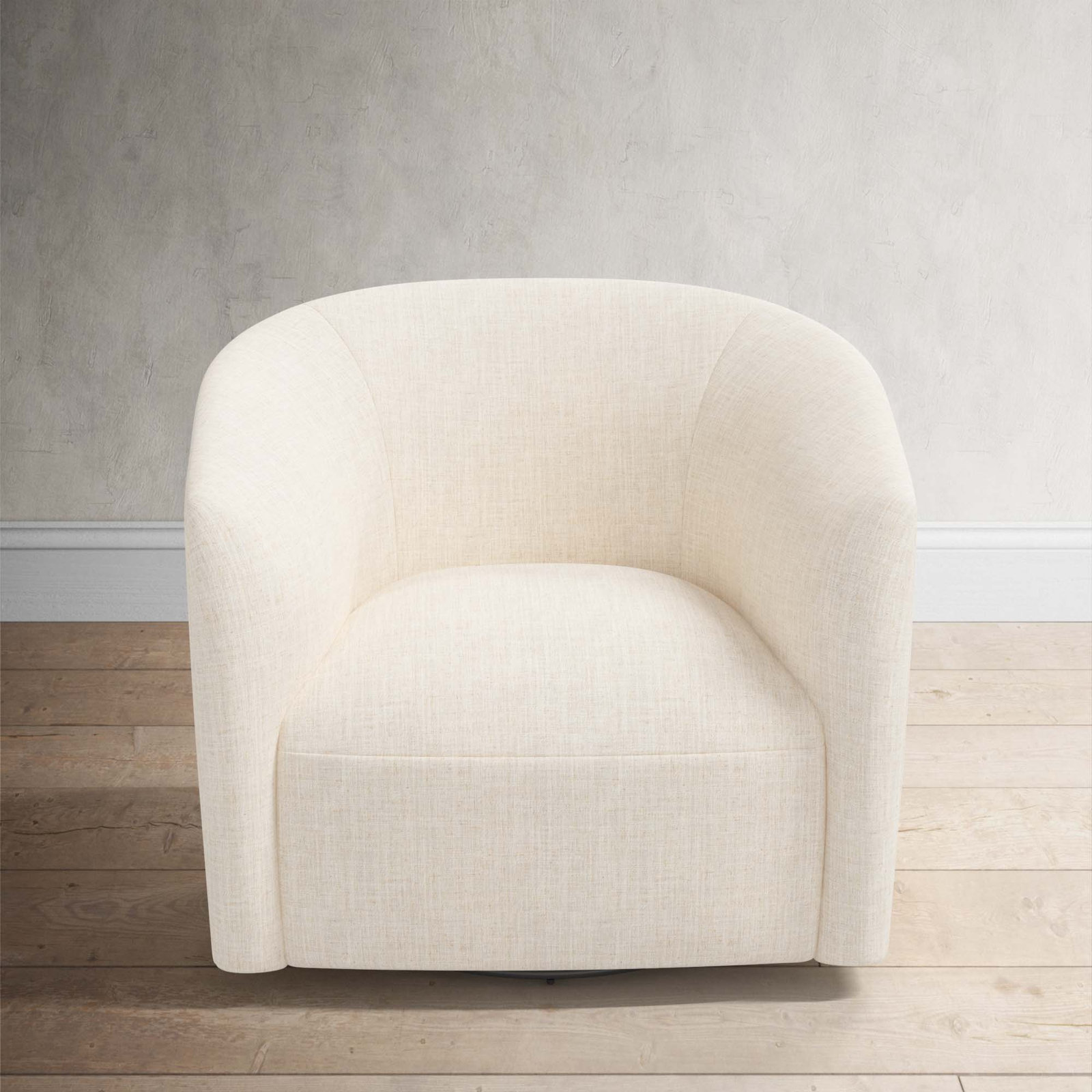 Marita Cotton Swivel Barrel Chair, Classic Talc Linen