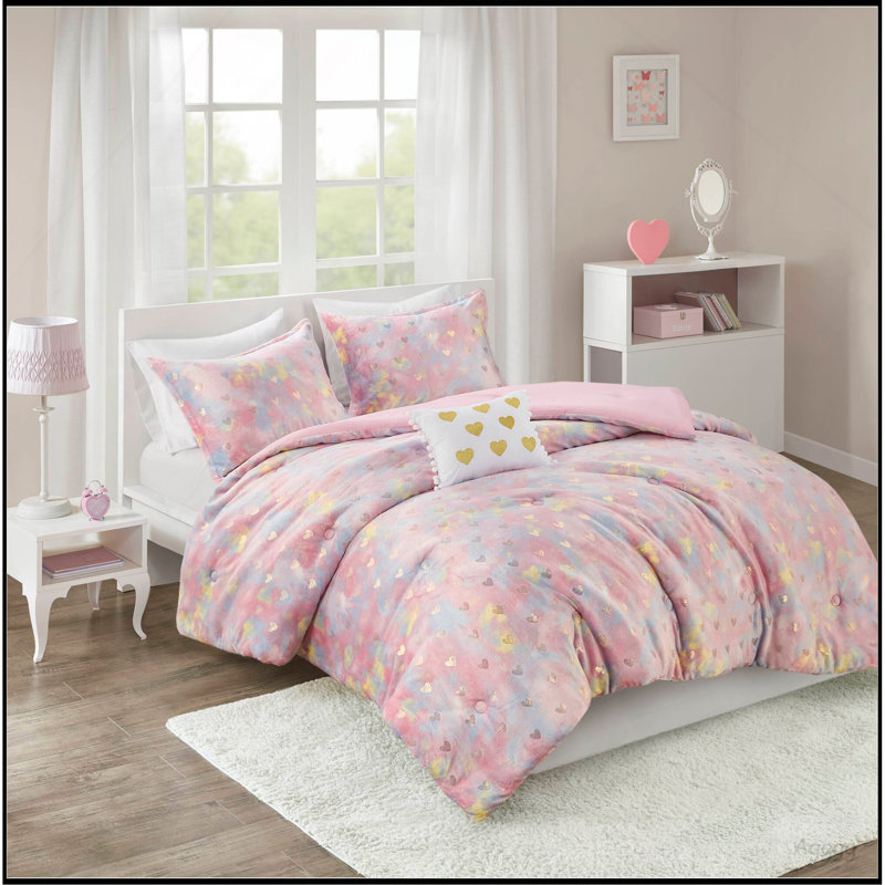 Ensemble d'édredon à imprimé métallique avec coussin décoratif double / grand