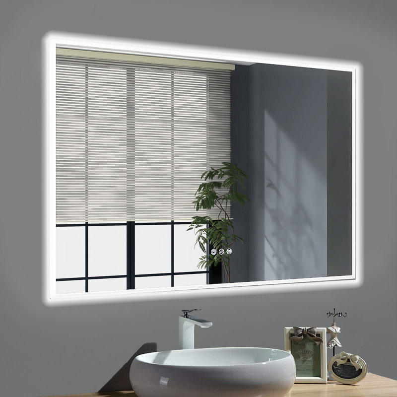 40 In. W X 28 In. H Wall-Mounted Multi-Functional Dimmable LED Bathroom Vanity Mirror
