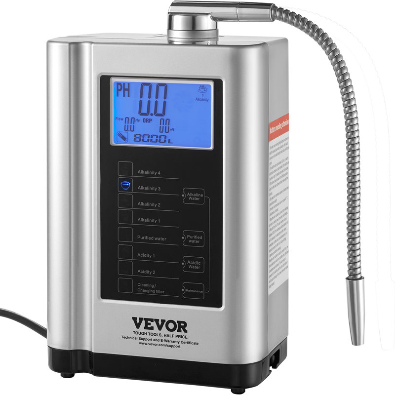 Machine d'ionisation de l'eau alcaline VEVOR, purificateur d'eau à acide alcalin à pH 3,5-10,5,