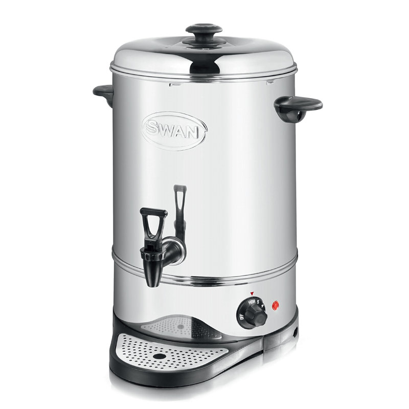 Swan Tea Urn, Stainless Steel, Concealed Heating Element, Keep Hot Function, Drip-Free Tap, Ideal for Events and Catering, Stainless Steel, SWU8L