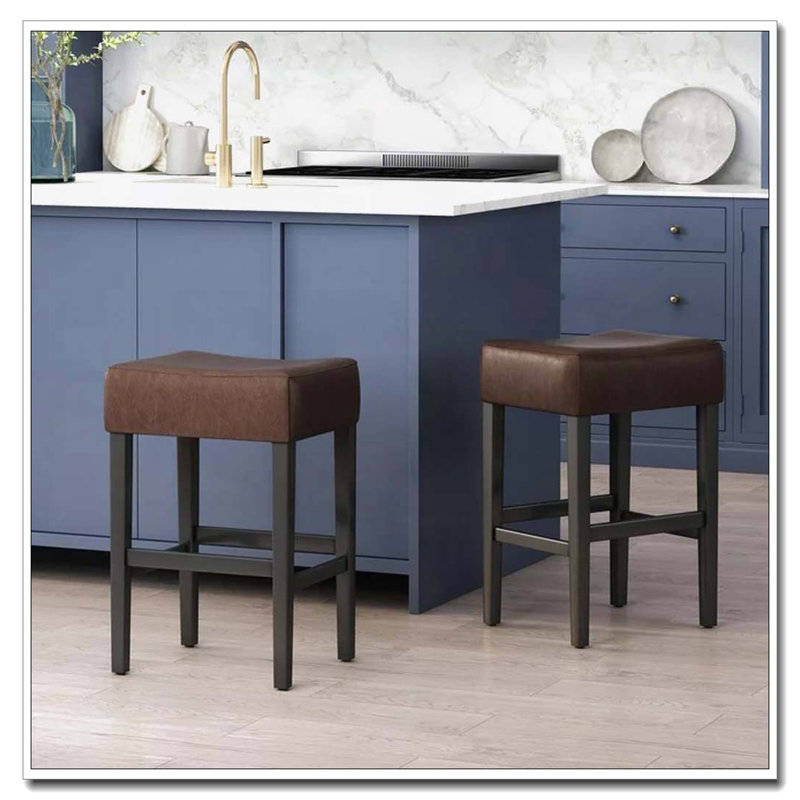 Tabouret de bar 26,75 po en cuir à hauteur de comptoir