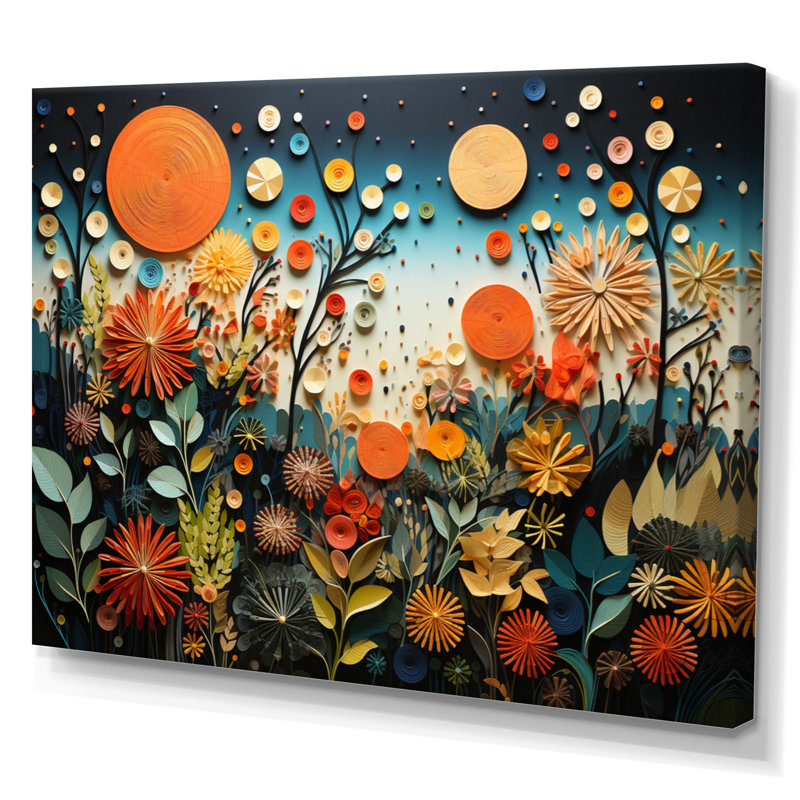 Orange orange Mid Century Natures Harmony III - Art abstrait Mid-Century, Toile tendue, H 30 po x l 40 po x P 1,5 po