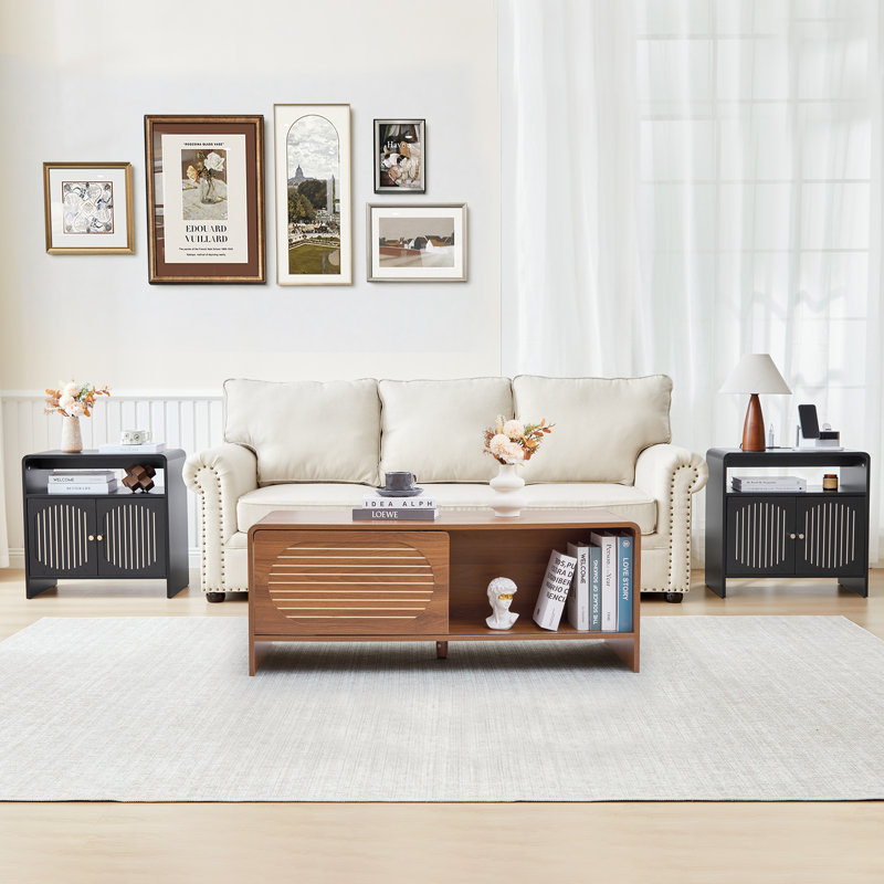 Table de bout avec station de charge, Black