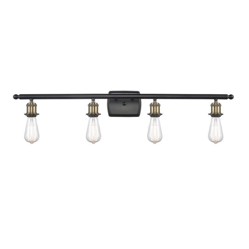 Éclairage de salle de bain à intensité variable 4 lumières Orrwell, Ampoule DEL 6 watts Vinage, Laiton antique noir