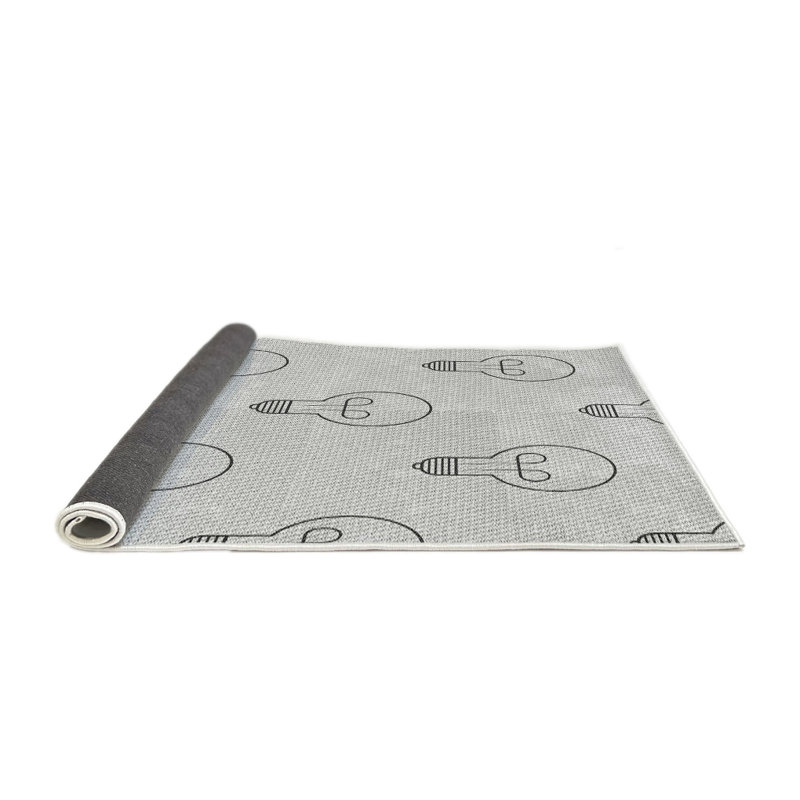 Tapis géométrique gris / noir, Rond 3 pi