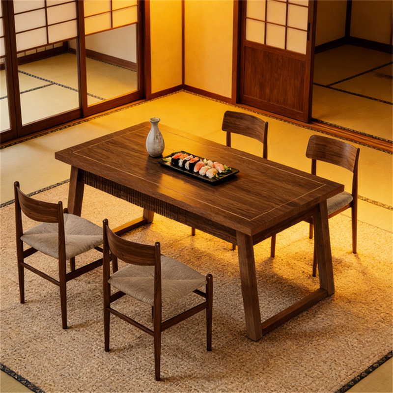 Rectangular Solid Wood Dining Table With Storage Drawer | Gift Idea