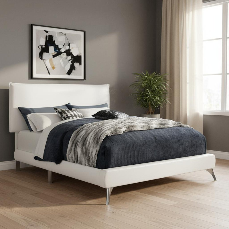  Base de lit tapissier en bois massif Brighton - Grand, blanc