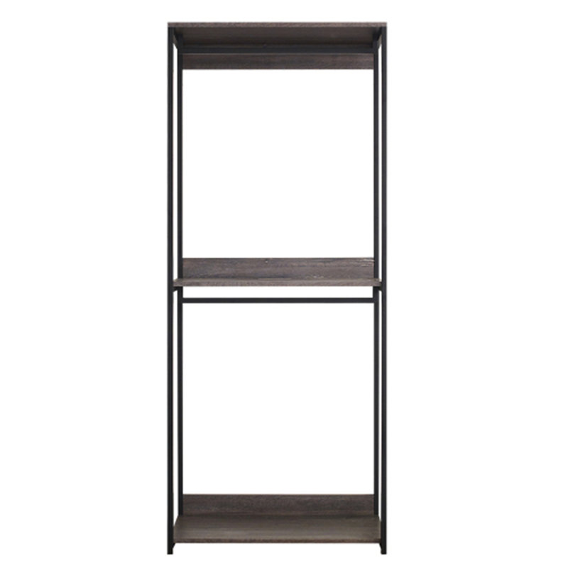 Monica Farmhouse Industrial Wood Walk-in Closet with One Shelf in Rustic Gray, 77.7"H x 31.5"W x 17.3"D