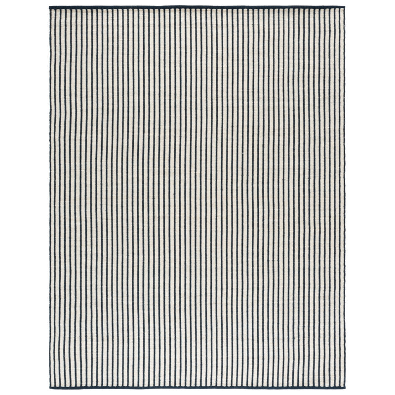 Vermont Hand Woven Wool;Cotton Striped Indoor Rug, Rectangle 8' x 10'