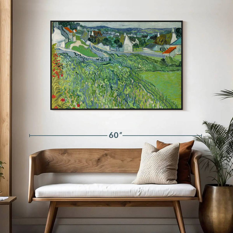 Vignobles à Auvers, 46 po x 31 po, Cadre flottant noir