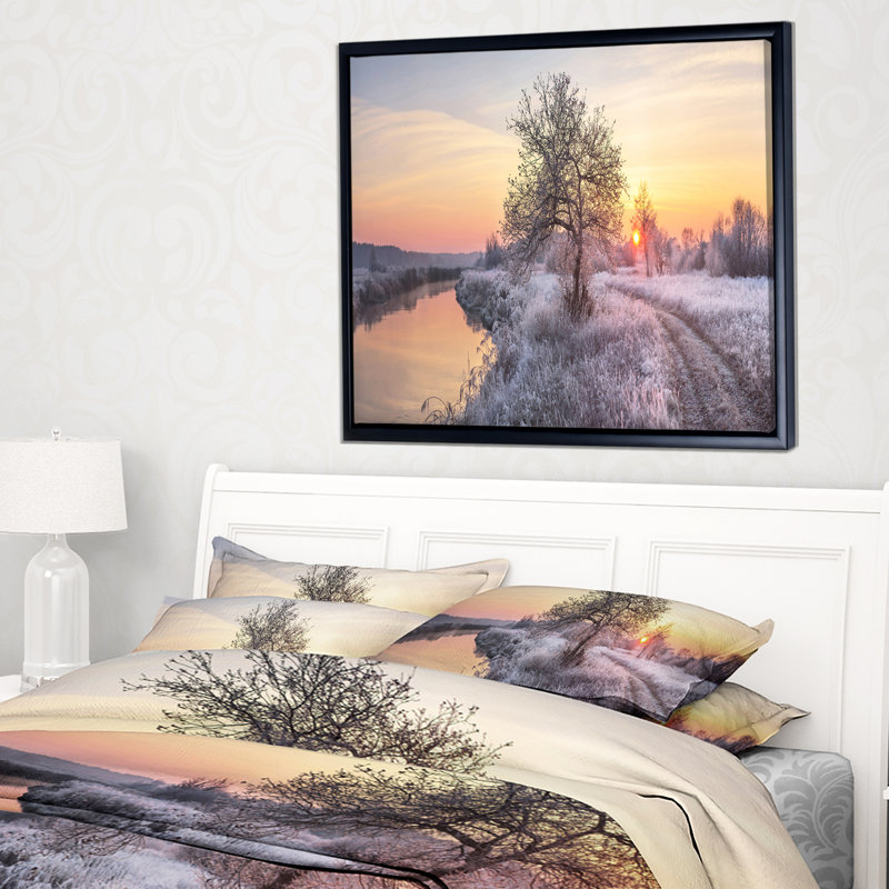 Photographie « winter multigivrey field », H 16 po x l 32 po x P 1 po, Cadre flottant