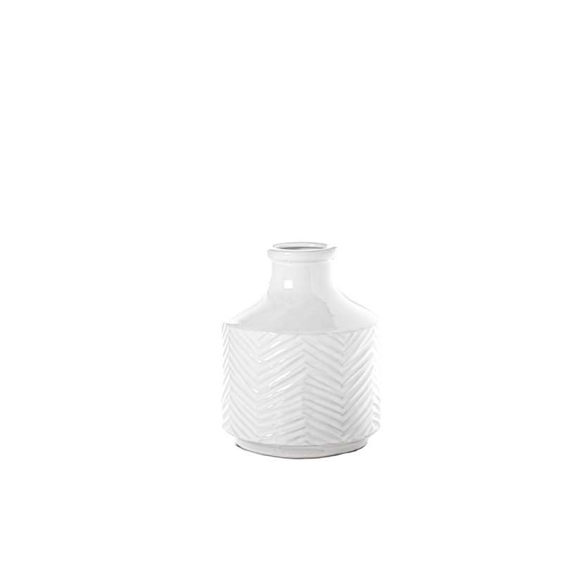Pennsburg Ceramic / Porcelain Table Vase, White, 8" H x 6.25" W x 6.25" D