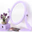 Coiffeuse en bois violet avec tabouret rembourré, miroir et rangement à 3 tiroirs. Style moderne et 3 positions réglables.