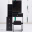 Table de coiffeuse noire compacte avec siège rembourré, très grand miroir coulissant, rangement multi-couches pour tabouret d'armoire de petite taille et espaces multicouches, approuvé UL-1527295296