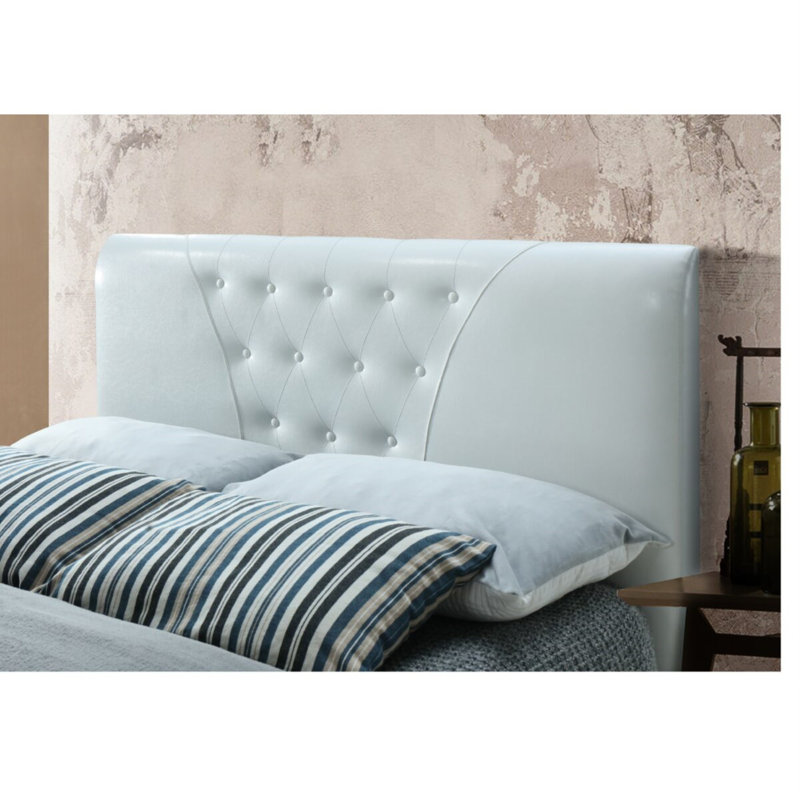 Upholstered Platform Bed, White, Queen