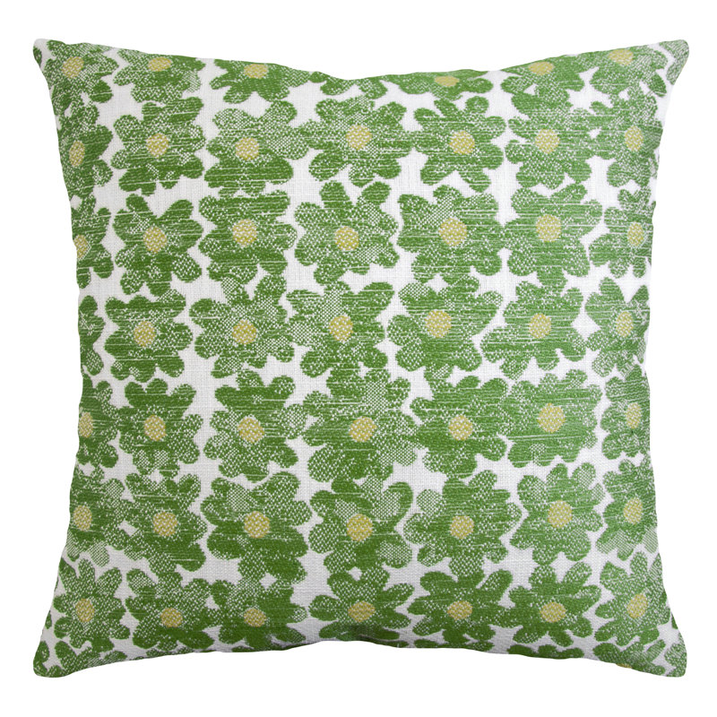 Daisy Performance Square Pillow Cover & Insert, Avocado, Square 18"