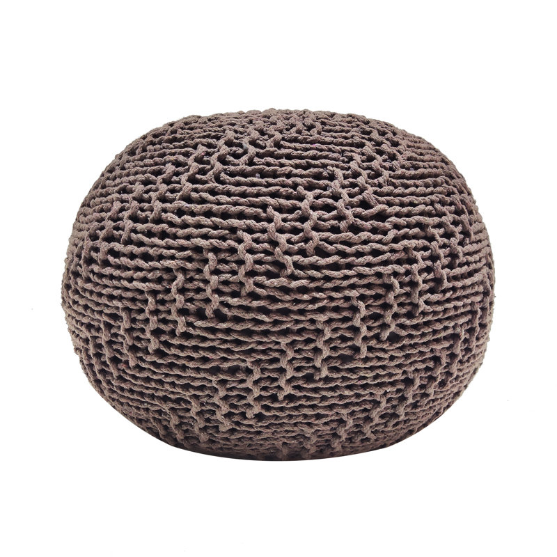 20 Wide Deep 14 High Pouf, Brown, Knit Weave, Modern Home Decorative Item Width, Depth, Height, Cover