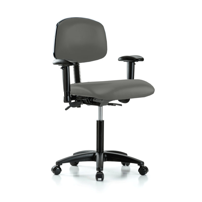 PERCH Multi-Task Office Chair with Adjustable Armrests | Medium Bench Height 20-27", Charcoal Vinyl, Included