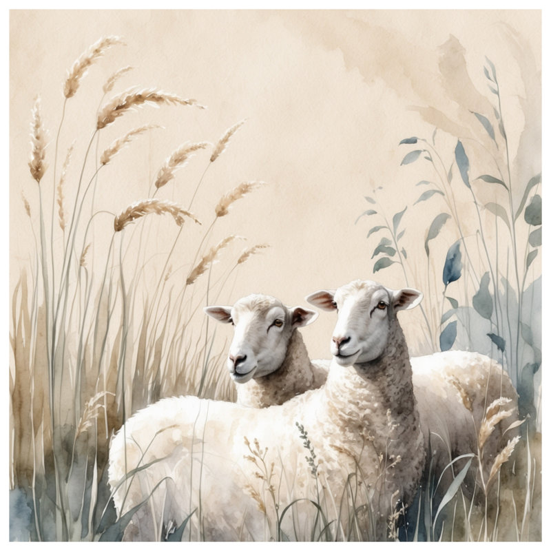 Rideaux de douche Sheep In Wheat Field, L 70 po x H 93 po