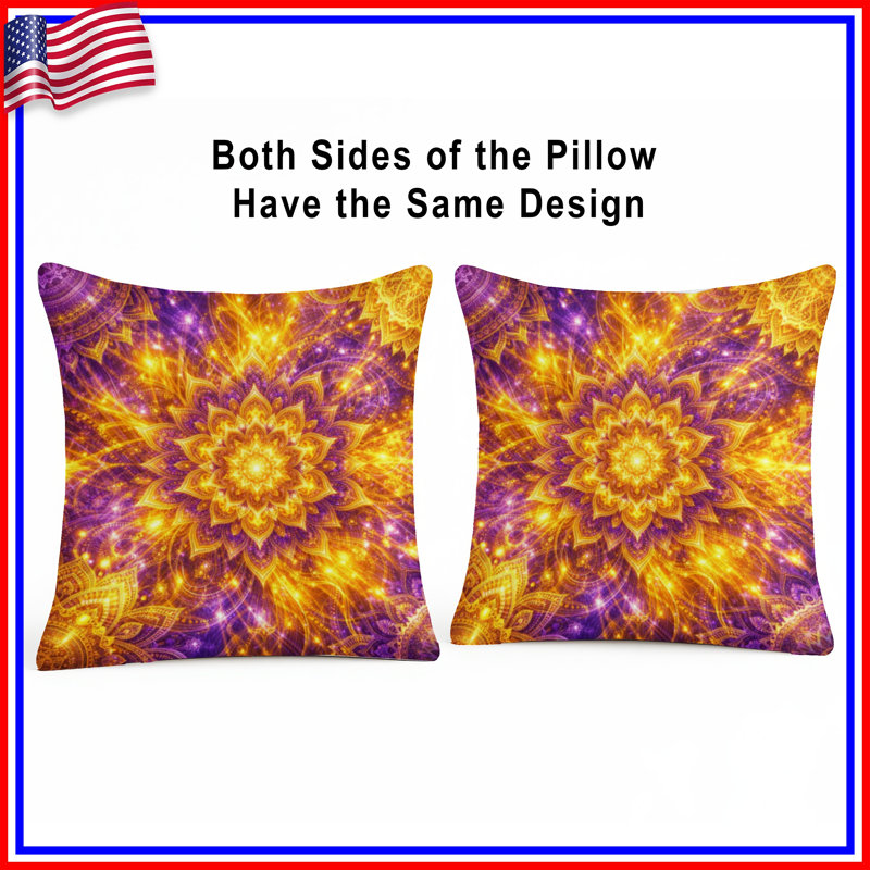 Coussins décoratifs Golden Mandala, 14 X 14 pouces