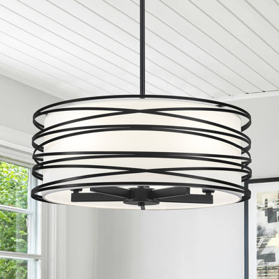 Lustre cylindrique en métal de style campagnard à 5 lumières Briggitte