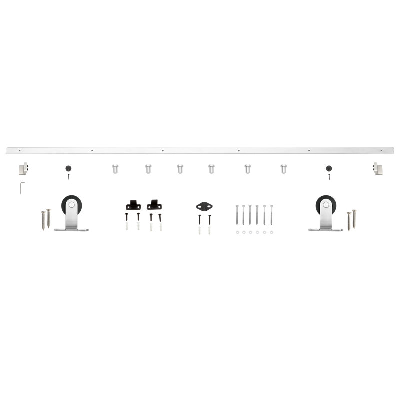 Ensemble de quincaillerie de porte de grange simple standard standard, Acier inoxydable, 96 po