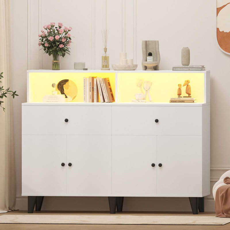 Armoire-penderie 47 po avec tiroirs 47 po, Blanc