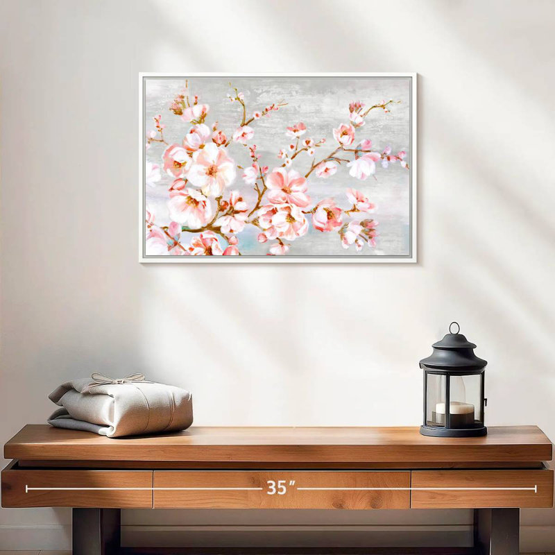 Fleurs de cerisier au printemps, Cadre flottant blanc, 19 po x 13 po