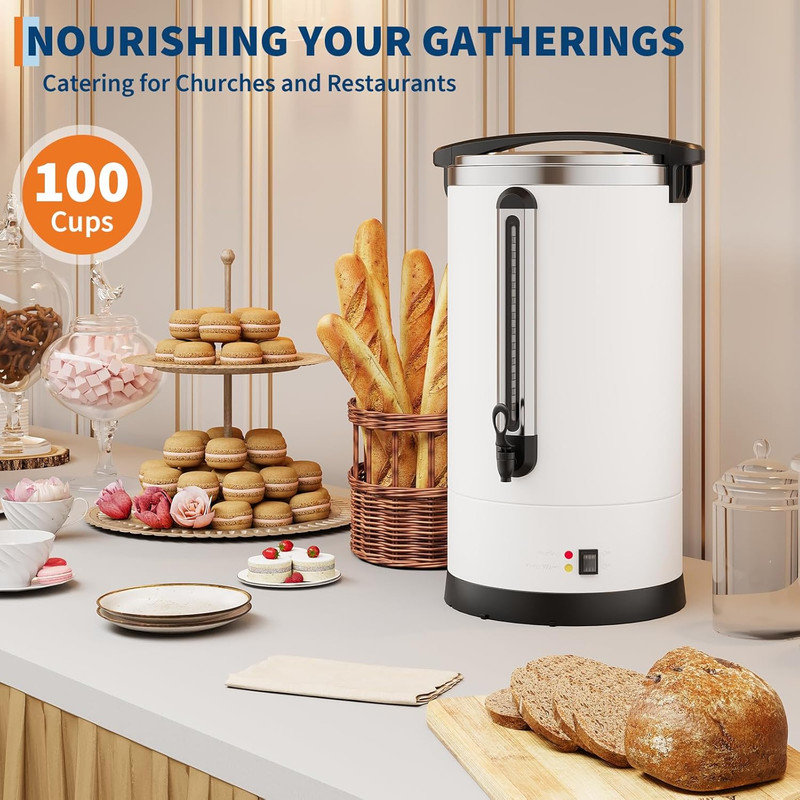 80-120 Cup Coffee Urn 12L Commercial Stainless Steel, Auto Temperature Control for Catering Events