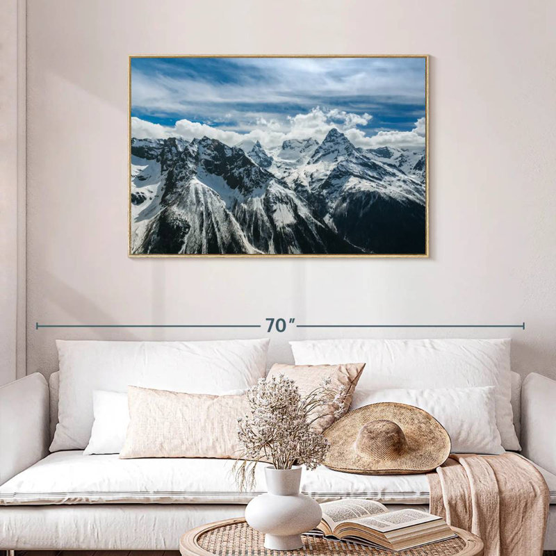 Snow Mountain Peaks, Cadre flottant en bois naturel, 43 po x 29 po
