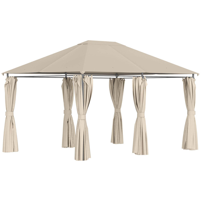 Outsunny 10' X 13' Outdoor Patio Gazebo Canopy Shelter With 6 Removable Sidewalls, & Steel Frame For Garden, Lawn, Backyard And Deck