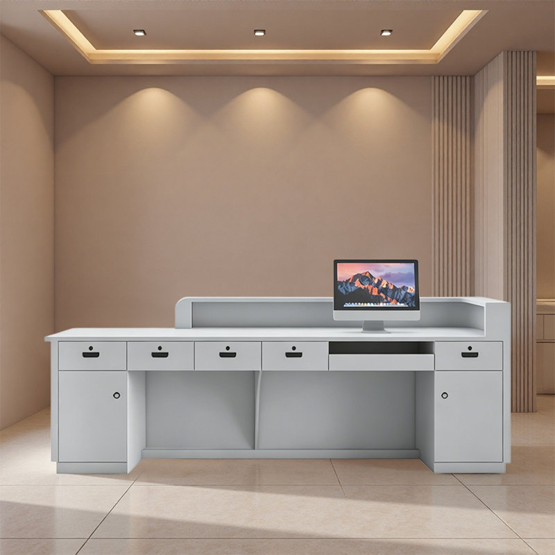 Bureau de réception moderne pour le bureau ou le hall d'entrée - Bureau de réception contemporain, style minimaliste, White