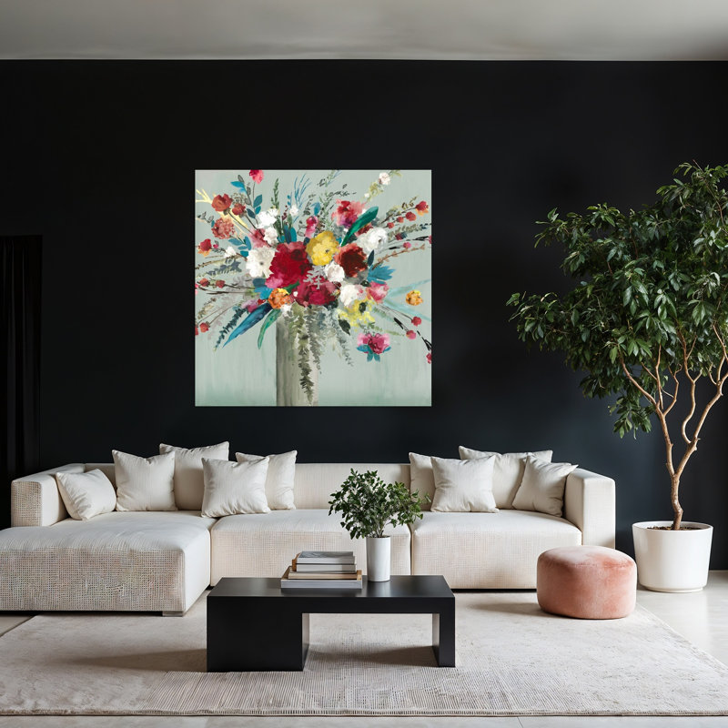 Fleurs sauvages et art de la nature impressionnante et vibrante, H 48 po x l 48 po