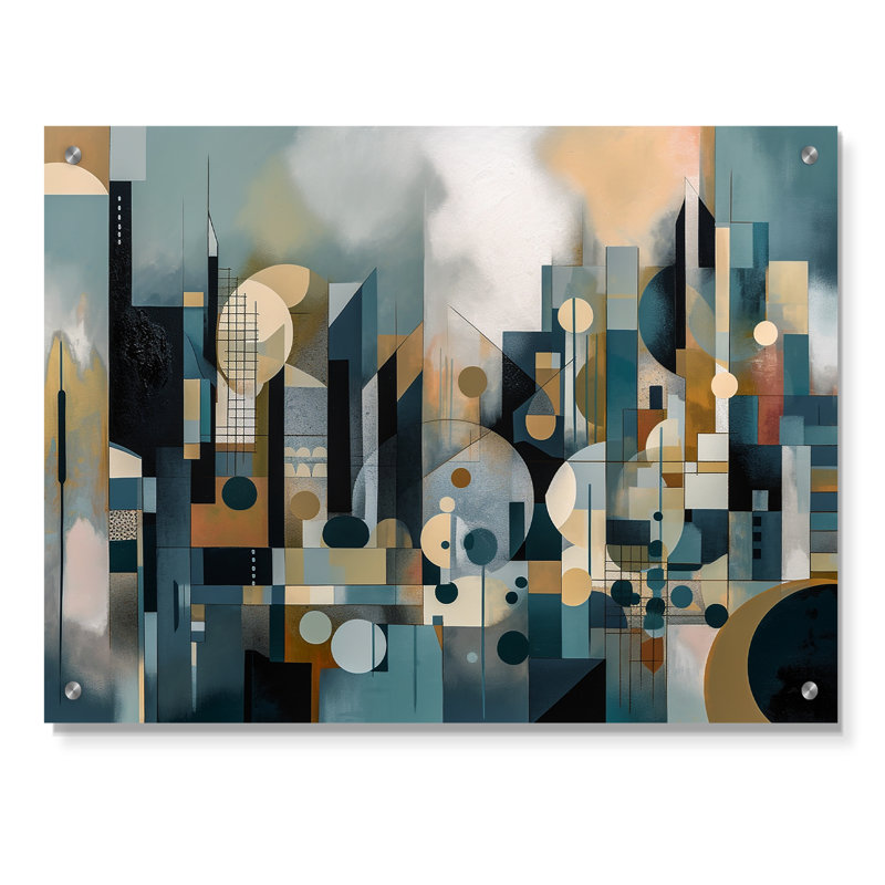 Transcendent Reality III - Art mural abstrait en acrylique pour le salon, H 16 po x l 32 po