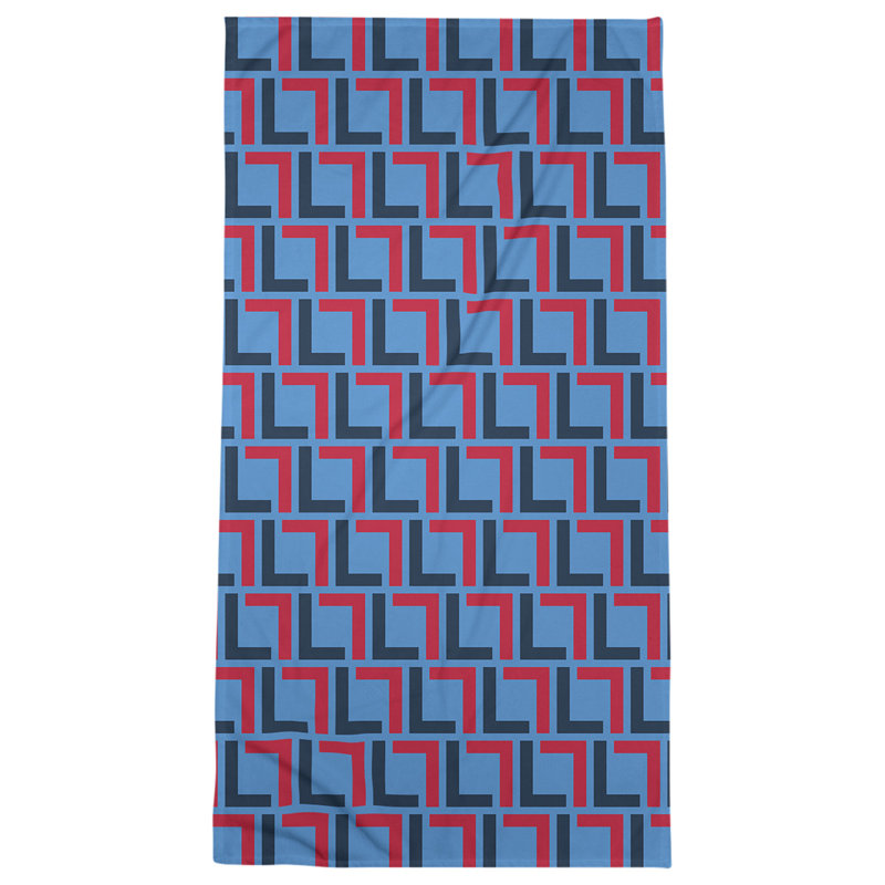 Serviette de bain, Bleu / bleu marine / rouge