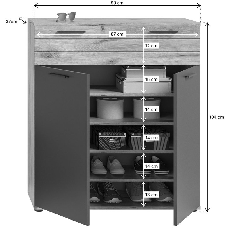 15 Pair Shoe Storage Cabinet
