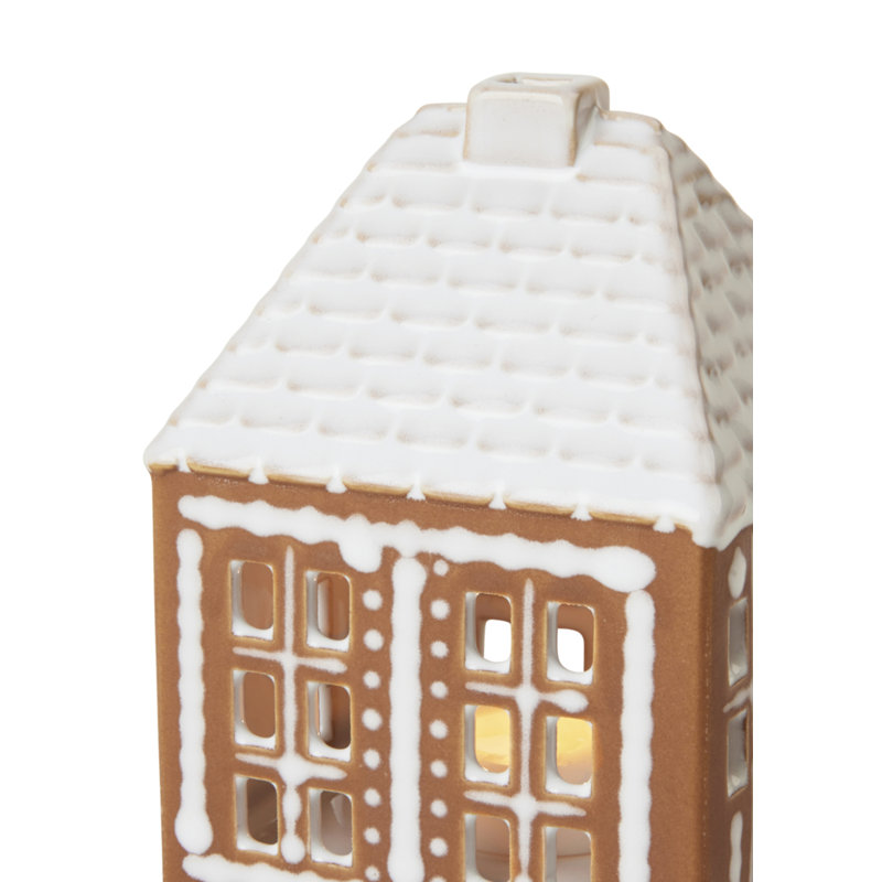Gingerbread 4.7'' H Stoneware Tabletop Lantern