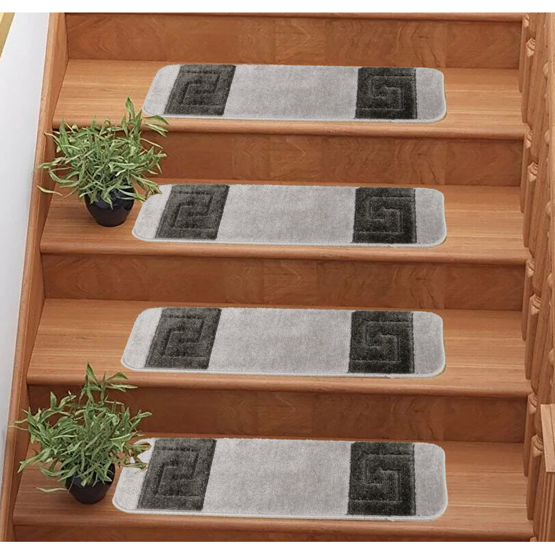Tapis d'escalier en latex lavable antidérapant, Gris, 15