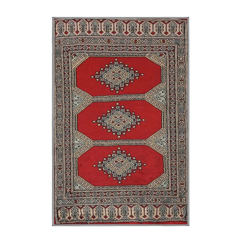 Tapis rouge/rose/brun traditionnel, Rectangle 4 pi x 6 pi