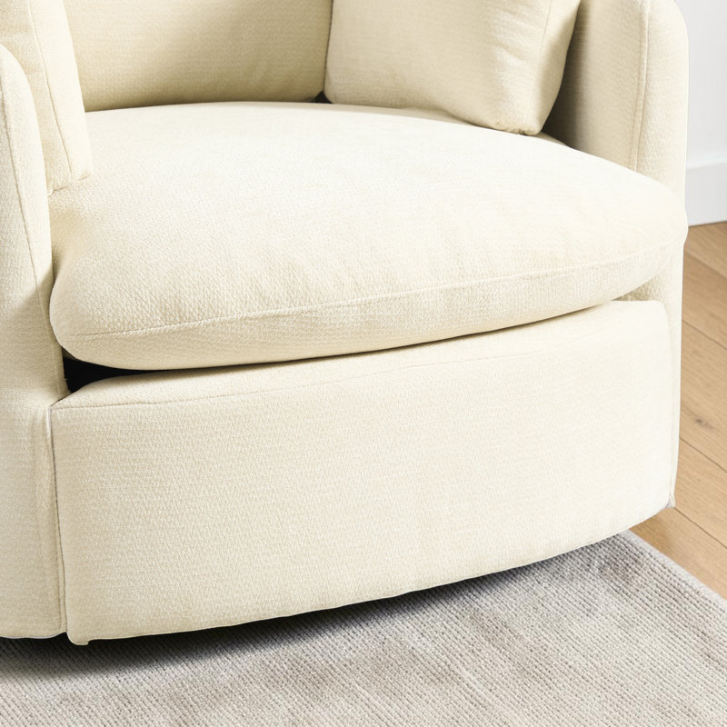 Fauteuil d'appoint pivotant 42,5 po avec revêtement en chenille, Beige