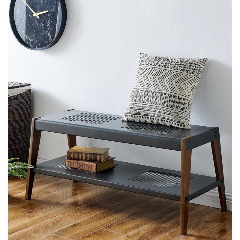 Banc Aniston KD, bronze métallique / noyer