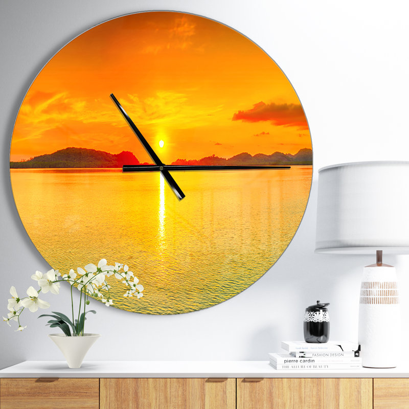 Sunset Sunset - Horloge murale moderne, Moyen