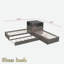 Lit plateforme en L avec armoires de rangement, bureau, lit gigogne et éclairage à DEL-916742869