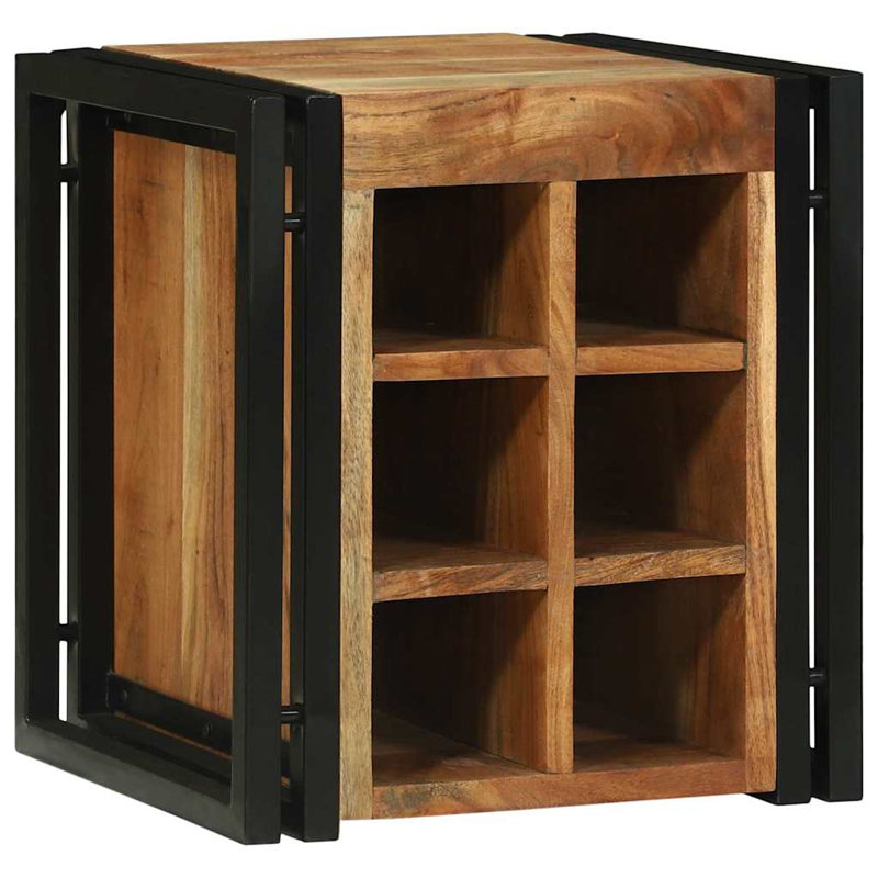 Solid Wood Open Shelving Wine Bottle Rack, Natural Oak