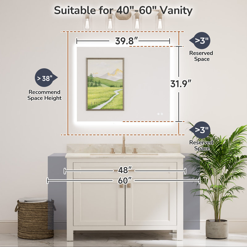 Armadale Backlit LED Anti-Fog Bathroom Mirror, 32" x 40"