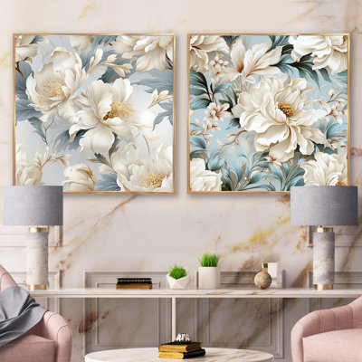 Ethereal rococo à motif victorien de style victorien XXXI - ensemble de collage carré floral de 2