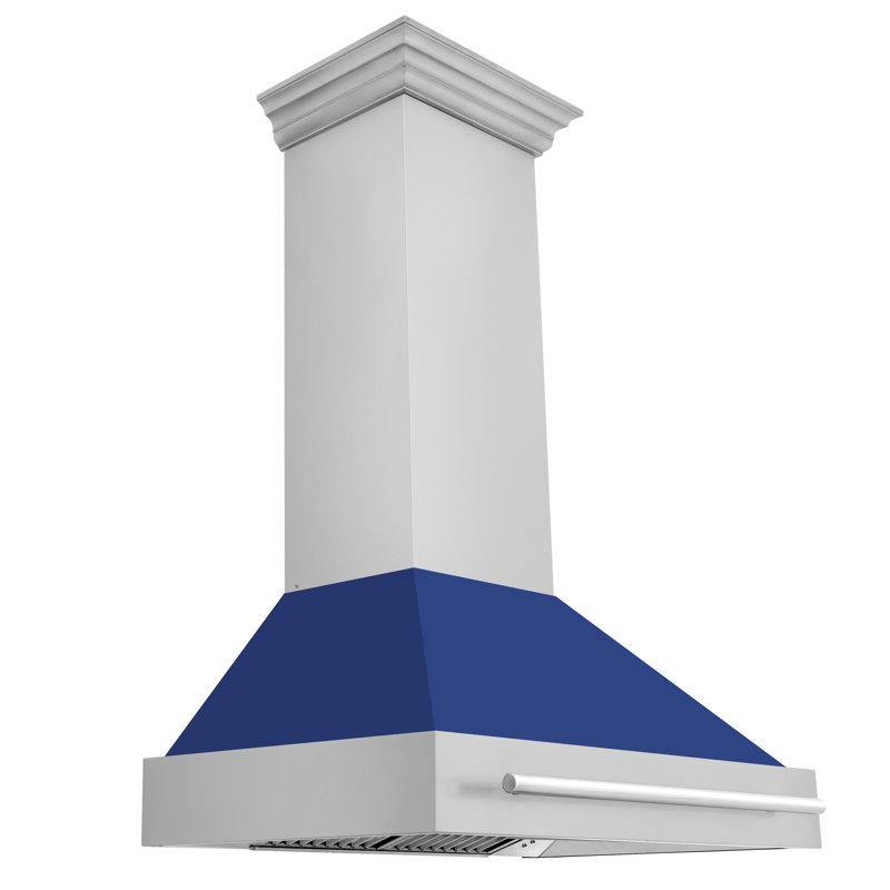 36" 700 CFM Ducted Wall Mount Range Hood, Blue Matte